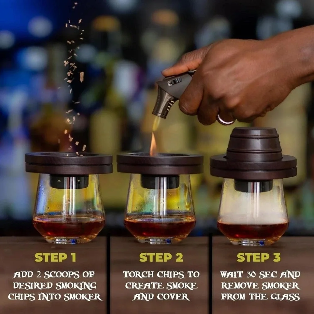 Toasted Barrel Premium Cocktail Smoker Kit Whiskey Bourbon Wood Chips Brown